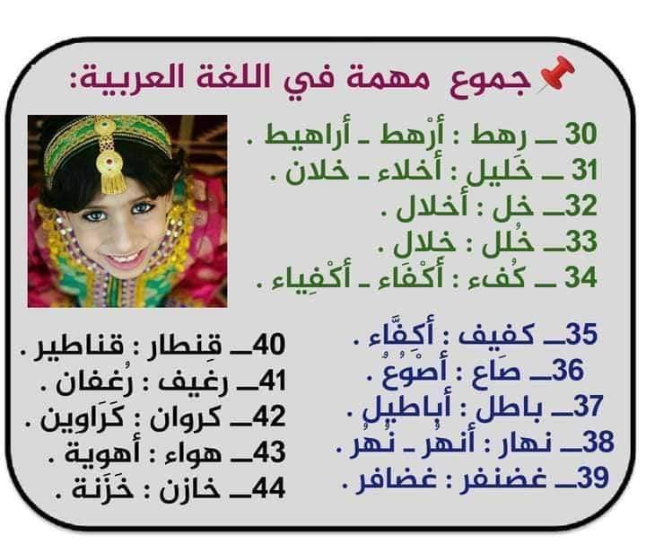 جموع مهمة اللغة العربية